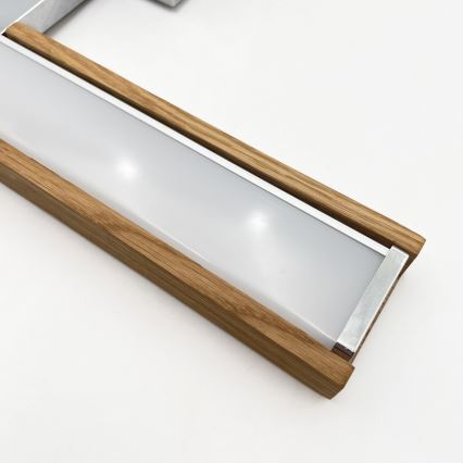 Brilagi - LED Koupelnové osvětlení zrcadla 3v1 WOODY MIRROR LED/8W/230V 40 cm IP44 lesklý chrom/dub