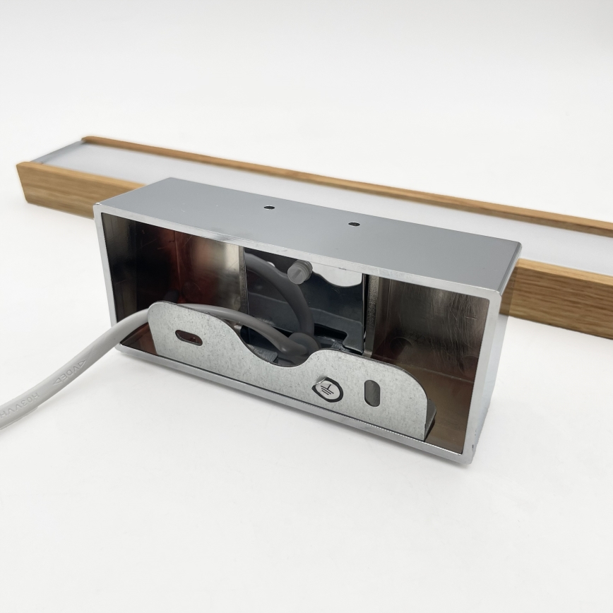 Brilagi - LED Koupelnové osvětlení zrcadla 3v1 WOODY MIRROR LED/8W/230V 40 cm IP44 lesklý chrom/dub