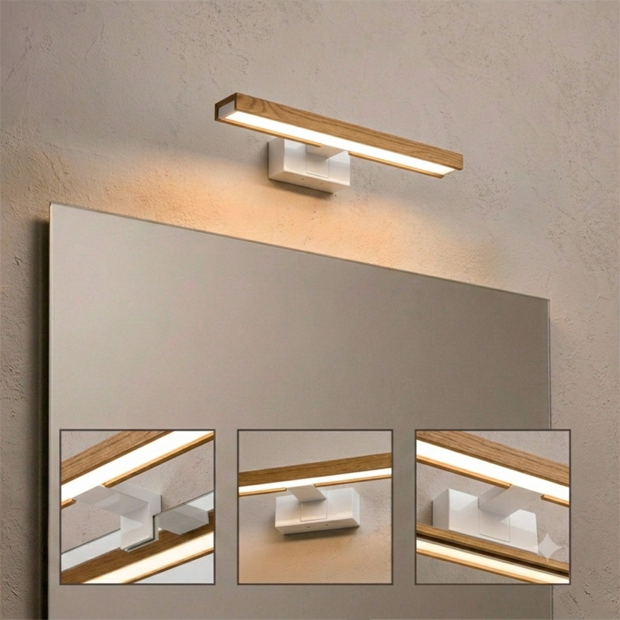 Brilagi - LED Koupelnové osvětlení zrcadla 3v1 WOODY MIRROR LED/8W/230V 40 cm IP44 bílá/dub