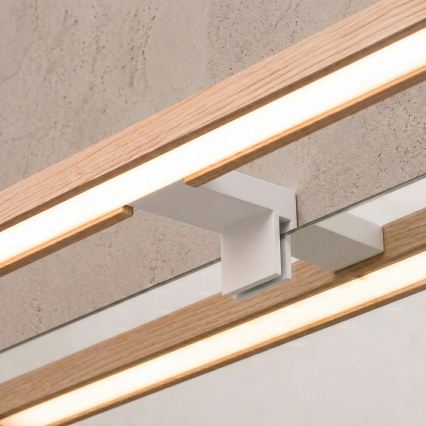Brilagi - LED Koupelnové osvětlení zrcadla 3v1 WOODY MIRROR LED/8W/230V 40 cm IP44 bílá/dub