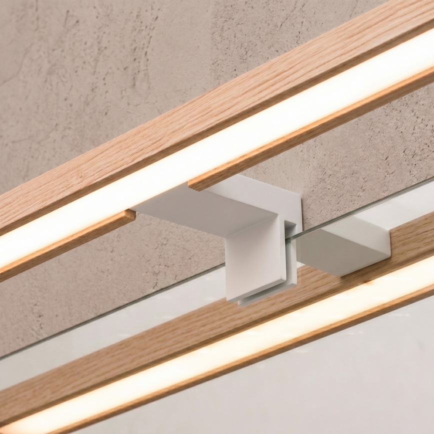 Brilagi - LED Koupelnové osvětlení zrcadla 3v1 WOODY MIRROR LED/8W/230V 40 cm IP44 bílá/dub