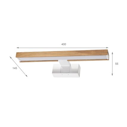 Brilagi - LED Koupelnové osvětlení zrcadla 3v1 WOODY MIRROR LED/8W/230V 40 cm IP44 bílá/dub