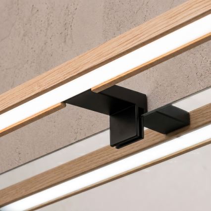 Brilagi - LED Koupelnové osvětlení zrcadla 3v1 WOODY MIRROR LED/8W/230V IP44 černá/dub