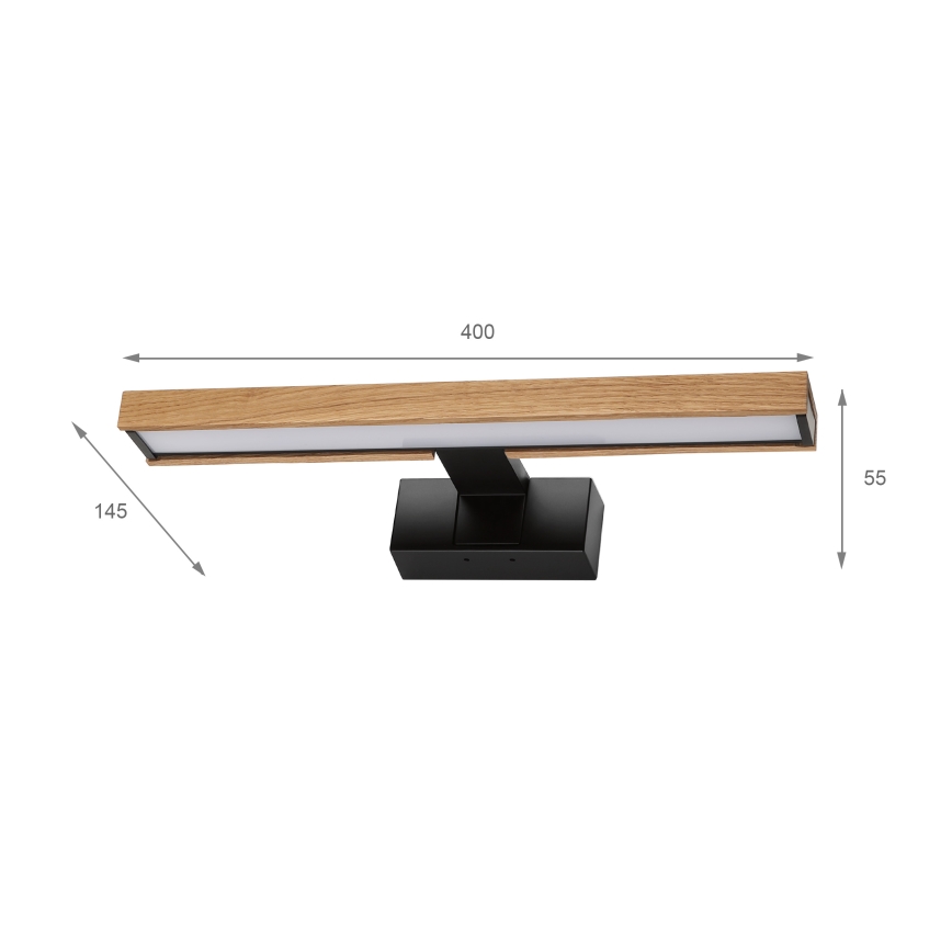 Brilagi - LED Koupelnové osvětlení zrcadla 3v1 WOODY MIRROR LED/8W/230V IP44 černá/dub