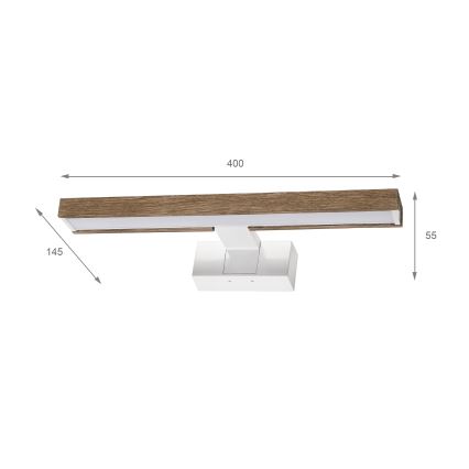 Brilagi - LED Koupelnové osvětlení zrcadla WOODY MIRROR 3v1 LED/8W/230V 40 cm IP44 bílá/dub