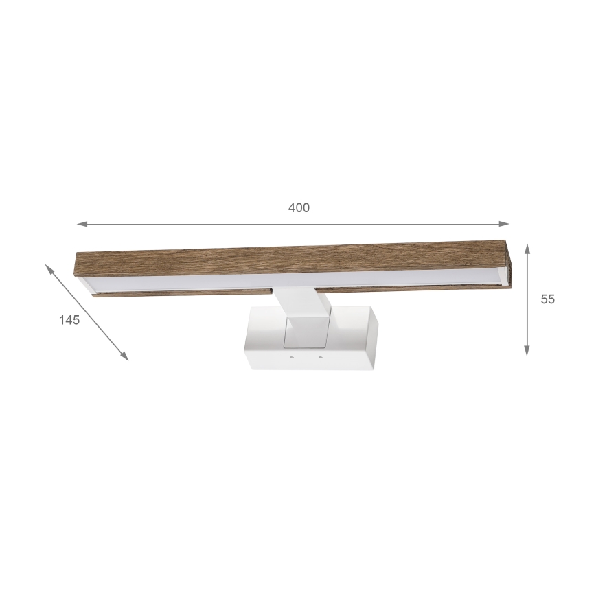 Brilagi - LED Koupelnové osvětlení zrcadla WOODY MIRROR 3v1 LED/8W/230V 40 cm IP44 bílá/dub