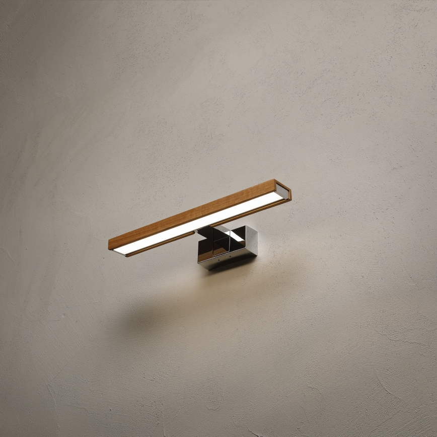 Brilagi - LED Koupelnové osvětlení zrcadla WOODY MIRROR 3v1 LED/8W/230V 40 cm IP44 lesklý chrom/dub
