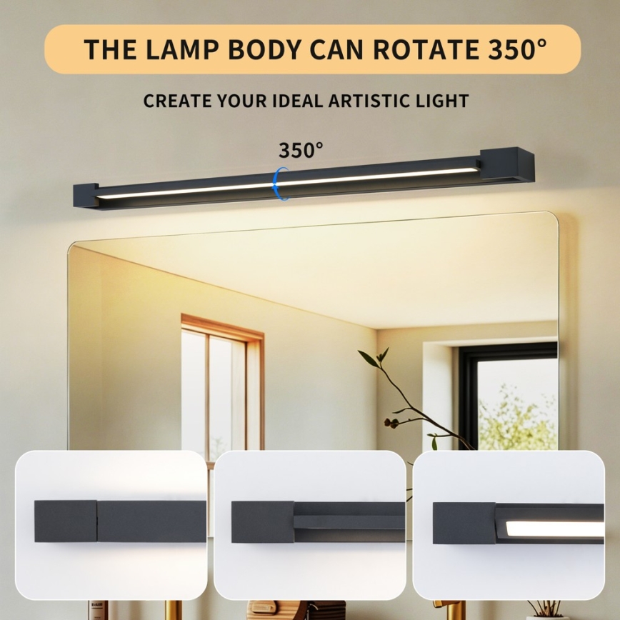 BRILAGI - LED Koupelnové osvětlení zrcadla AQUA LINE LED/20W/230V 80 cm IP44 černá CRI 90