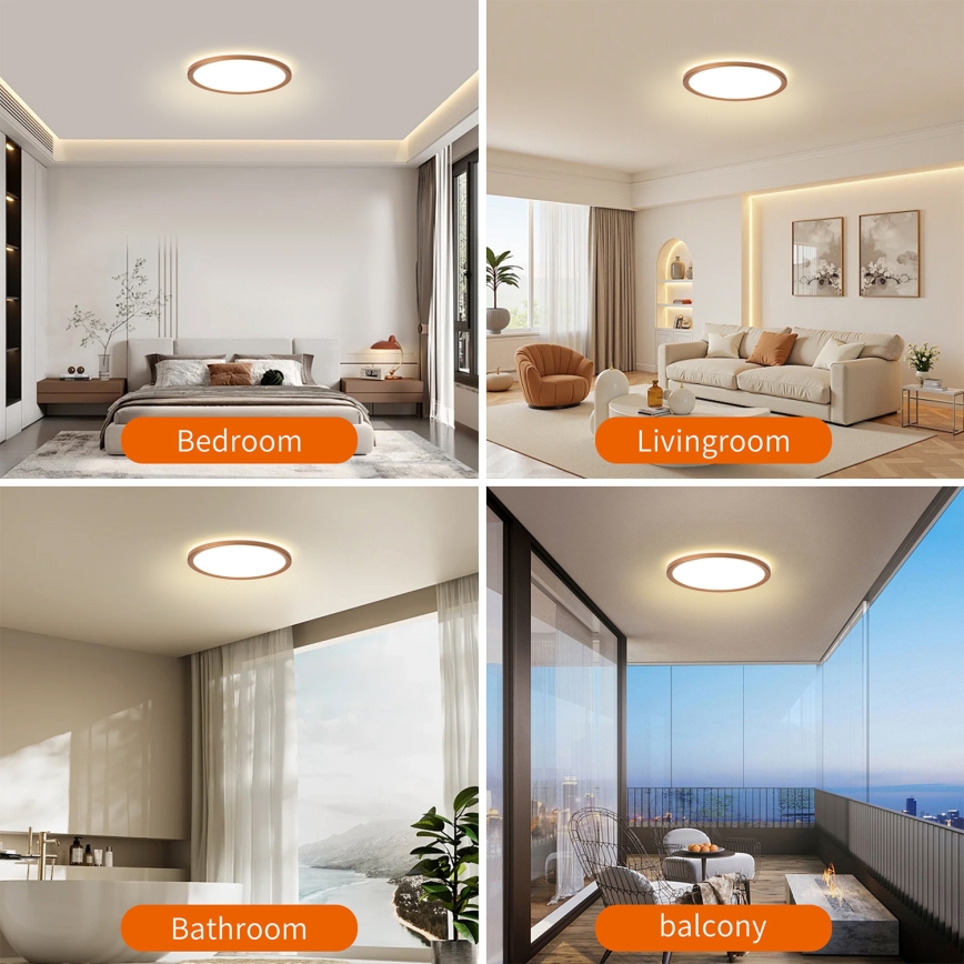 Brilagi - LED Koupelnové stropní svítidlo ULTRA SLIM LED/12W/230V pr.22,5 cm rose gold IP54