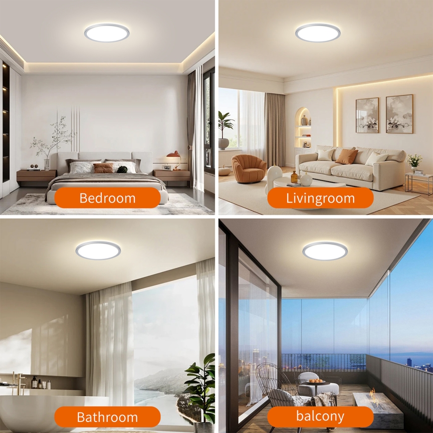 Brilagi - LED Koupelnové stropní svítidlo ULTRA SLIM LED/12W/230V pr. 22,5 cm stříbrná IP54