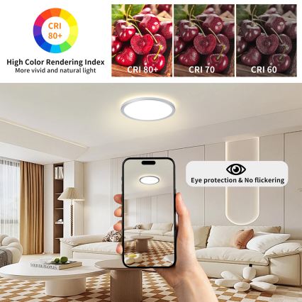 Brilagi - LED Koupelnové stropní svítidlo ULTRA SLIM LED/12W/230V pr. 22,5 cm stříbrná IP54