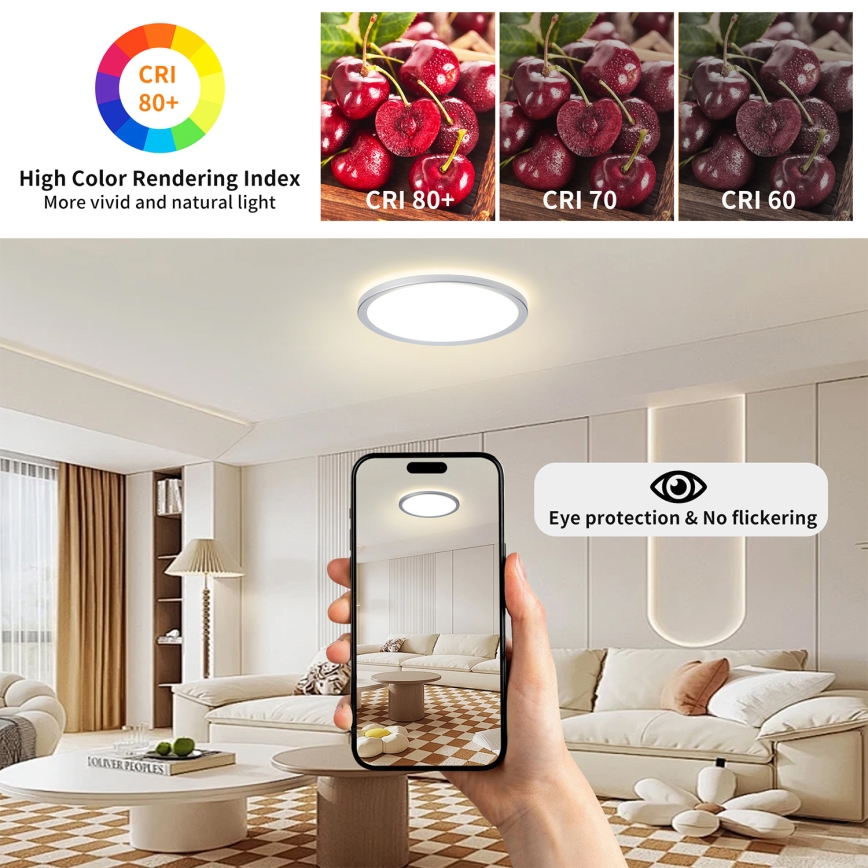Brilagi - LED Koupelnové stropní svítidlo ULTRA SLIM LED/18W/230V pr. 30 cm stříbrná IP54