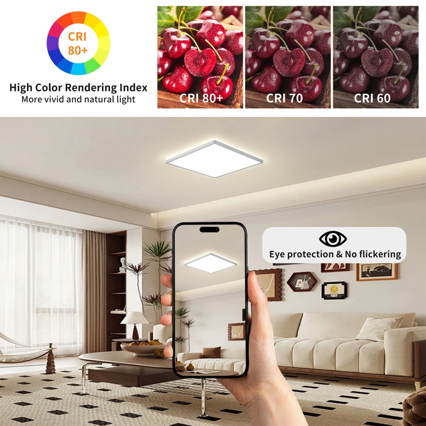 Brilagi - LED Koupelnové stropní svítidlo ULTRA SLIM LED/24W/230V 42x42 cm stříbrná IP54