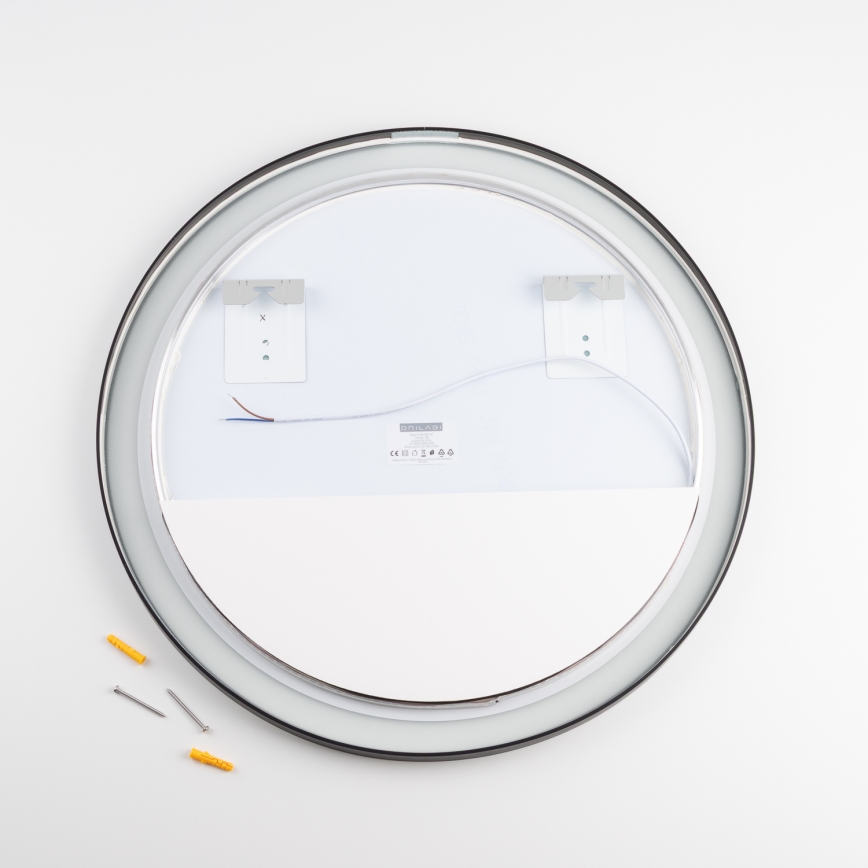 Brilagi - LED Koupelnové zrcadlo ASTI LED/19W/230V pr. 60 cm černá IP44 CRI 90 stmívatelné + CCT
