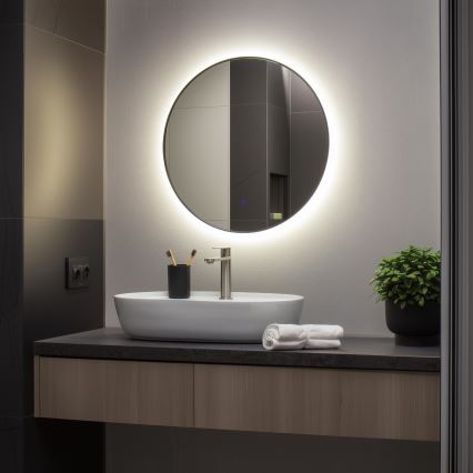 Brilagi - LED Koupelnové zrcadlo VENA BLACK LED/19W/230V pr. 60 cm IP44 CRI 90 stmívatelné + CCT