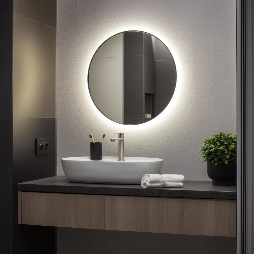 Brilagi - LED Koupelnové zrcadlo VENA BLACK LED/19W/230V pr. 60 cm IP44 CRI 90 stmívatelné + CCT