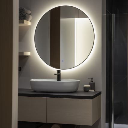 Brilagi - LED Koupelnové zrcadlo VENA BLACK LED/26W/230V pr. 80 cm IP44 CRI 90 stmívatelné + CCT