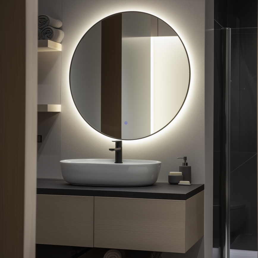 Brilagi - LED Koupelnové zrcadlo VENA BLACK LED/26W/230V pr. 80 cm IP44 CRI 90 stmívatelné + CCT