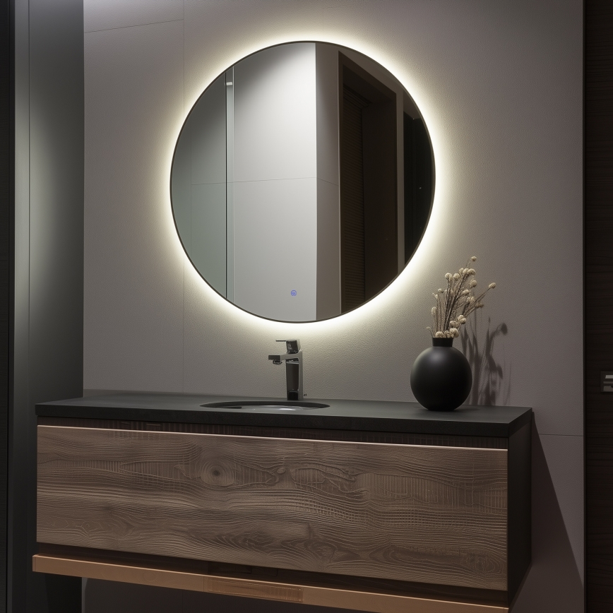 Brilagi - LED Koupelnové zrcadlo VENA BLACK LED/32W/230V pr. 100 cm IP44 CRI 90 stmívatelné + CCT