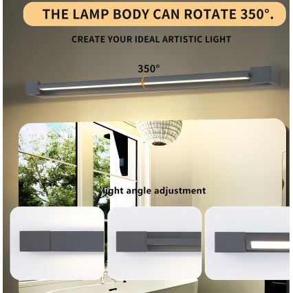 Brilagi - LED Koupelnové osvětlení zrcadla AQUA LINE LED/24W/230V 90 cm IP44 antracit CRI 90