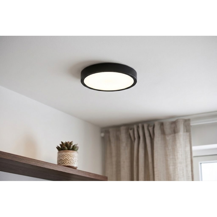 BRILAGI - LED Koupelnové stropní svítidlo se senzorem ZENNA LED/12W/230V pr. 25 cm IP44 černá + dálkové ovládání