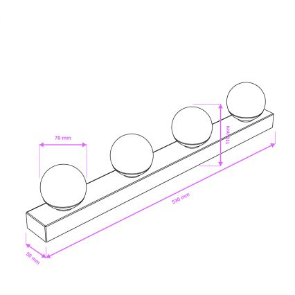 Brilagi - LED Koupelnové osvětlení zrcadla HOLLYWOOD 4xLED/3W/230V 53 cm IP44 černá