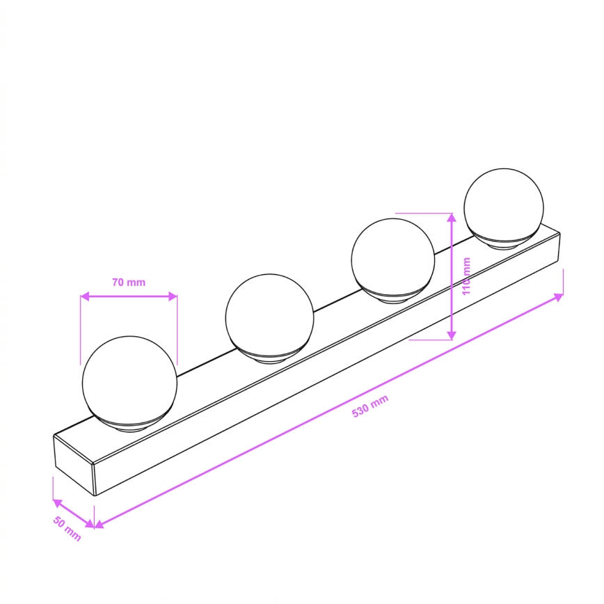 Brilagi - LED Koupelnové osvětlení zrcadla HOLLYWOOD 4xLED/3W/230V 53 cm IP44 lesklý chrom