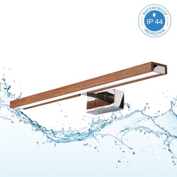 Brilagi - LED Koupelnové osvětlení zrcadla WOODY MIRROR 3v1 LED/12W/230V 60 cm IP44 lesklý chrom/dub třešeň