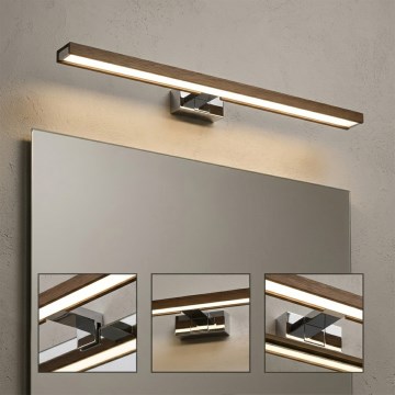BRILAGI - LED Koupelnové osvětlení zrcadla WOODY MIRROR 3v1 LED/15W/230V 80 cm IP44 lesklý chrom/dub ořech
