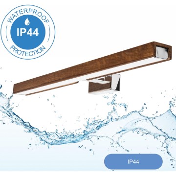 Brilagi - LED Koupelnové osvětlení zrcadla WOODY MIRROR LED/12W/230V 60 cm IP44 dub třešeň/lesklý chrom