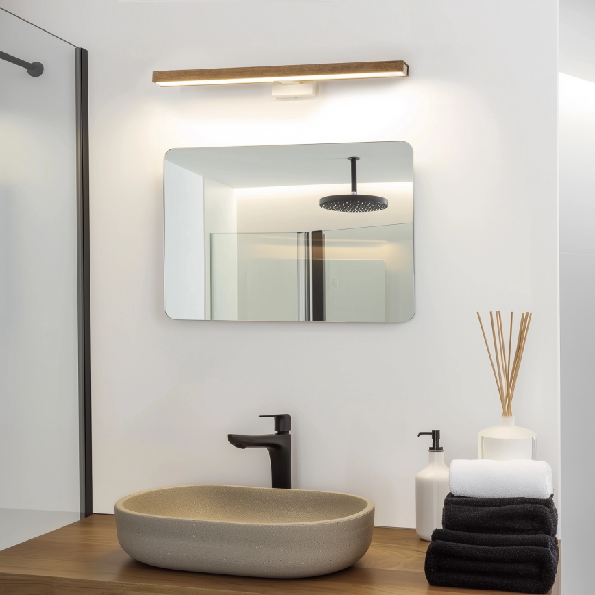 Brilagi - LED Koupelnové osvětlení zrcadla WOODY MIRROR LED/12W/230V 60 cm IP44 dub ořech/bílá
