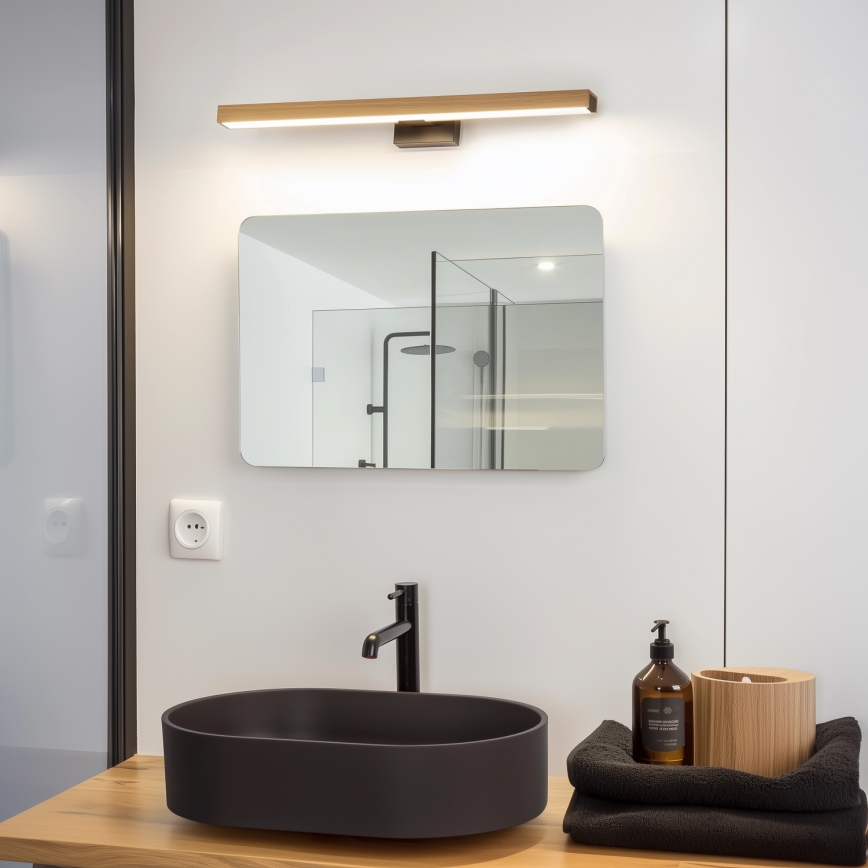 Brilagi - LED Koupelnové osvětlení zrcadla WOODY MIRROR LED/12W/230V 60 cm IP44 dub/černá
