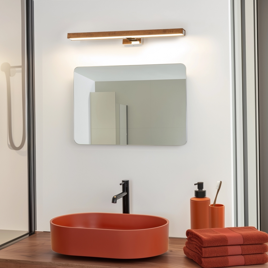 Brilagi - LED Koupelnové osvětlení zrcadla WOODY MIRROR LED/12W/230V 60 cm IP44 dub třešeň/lesklý chrom