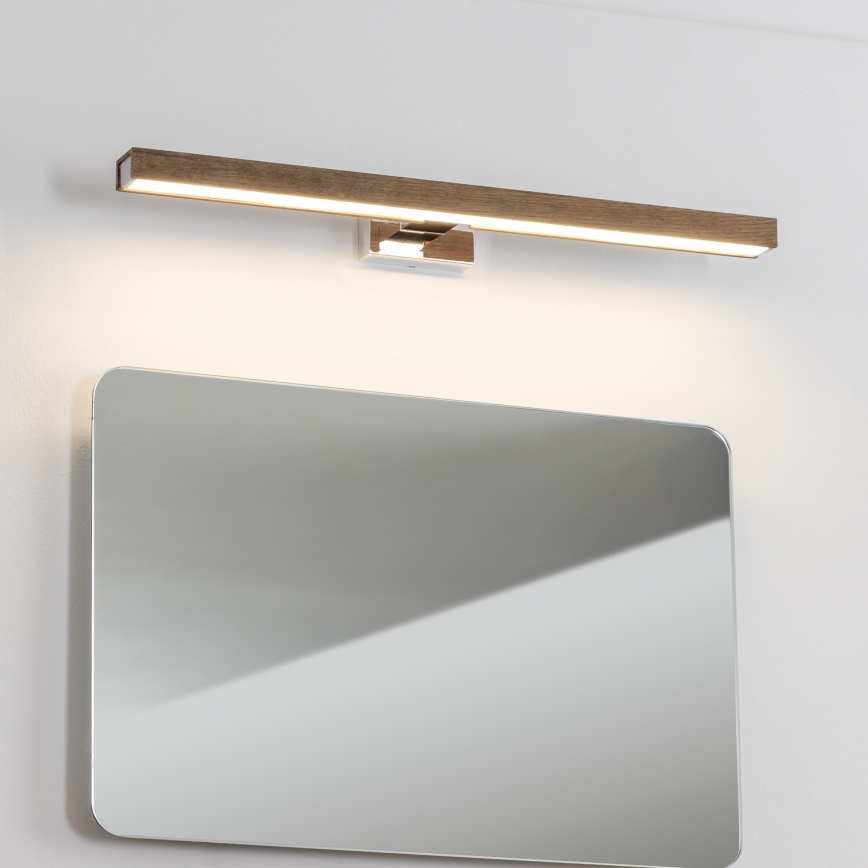Brilagi - LED Koupelnové osvětlení zrcadla WOODY MIRROR LED/12W/230V 60 cm IP44 dub ořech/lesklý chrom