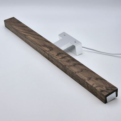 Brilagi - LED Koupelnové osvětlení zrcadla WOODY MIRROR LED/12W/230V 60 cm IP44 dub ořech/lesklý chrom