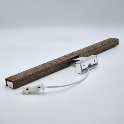 Brilagi - LED Koupelnové osvětlení zrcadla WOODY MIRROR LED/12W/230V 60 cm IP44 dub ořech/lesklý chrom