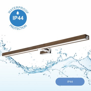 Brilagi - LED Koupelnové osvětlení zrcadla WOODY MIRROR LED/15W/230V 90 cm IP44 dub ořech/lesklý chrom