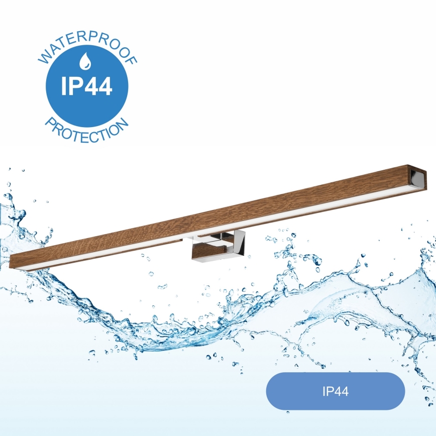 Brilagi - LED Koupelnové osvětlení zrcadla WOODY MIRROR LED/15W/230V 90 cm IP44 dub třešeň/lesklý chrom