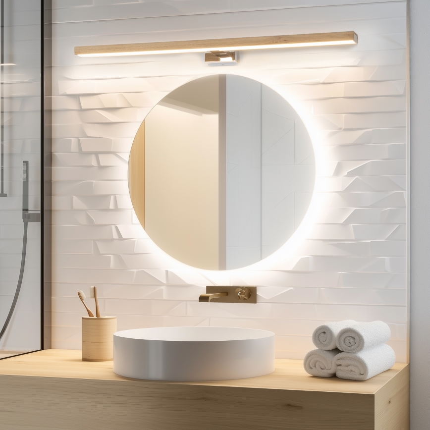 Brilagi - LED Koupelnové osvětlení zrcadla WOODY MIRROR LED/15W/230V 90 cm IP44 dub/bílá