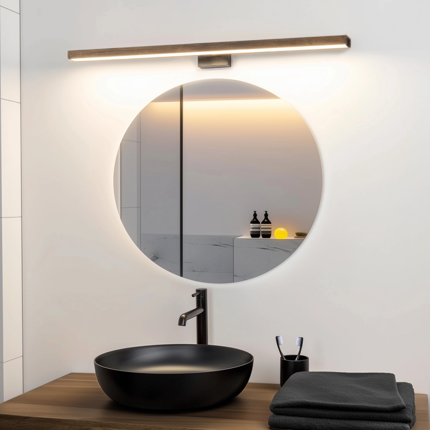 Brilagi - LED Koupelnové osvětlení zrcadla WOODY MIRROR LED/15W/230V 90 cm IP44 dub ořech/černá