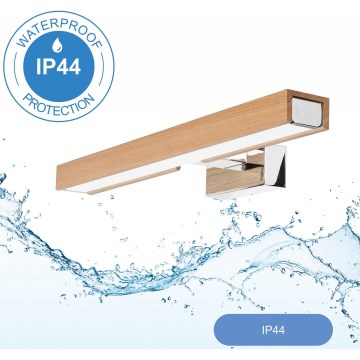 Brilagi - LED Koupelnové osvětlení zrcadla WOODY MIRROR LED/8W/230V 40 cm IP44 dub/lesklý chrom