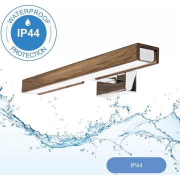 Brilagi - LED Koupelnové osvětlení zrcadla WOODY MIRROR LED/8W/230V 40 cm IP44 dub ořech/lesklý chrom