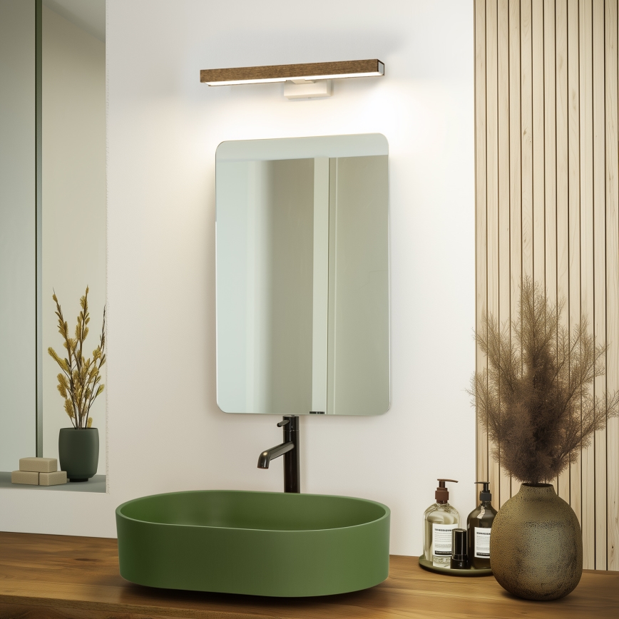 Brilagi - LED Koupelnové osvětlení zrcadla WOODY MIRROR LED/8W/230V 40 cm IP44 dub ořech/bílá