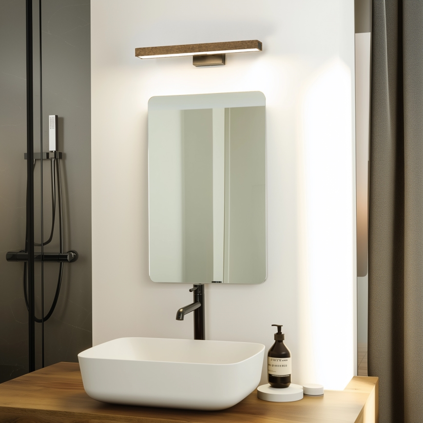 Brilagi - LED Koupelnové osvětlení zrcadla WOODY MIRROR LED/8W/230V 40 cm IP44 dub ořech/černá
