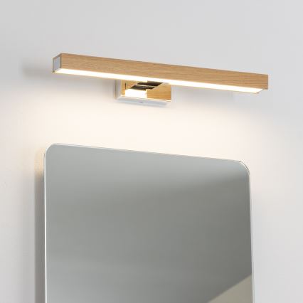Brilagi - LED Koupelnové osvětlení zrcadla WOODY MIRROR LED/8W/230V 40 cm IP44 dub/lesklý chrom