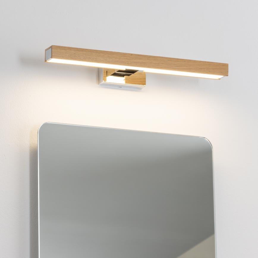 Brilagi - LED Koupelnové osvětlení zrcadla WOODY MIRROR LED/8W/230V 40 cm IP44 dub/lesklý chrom
