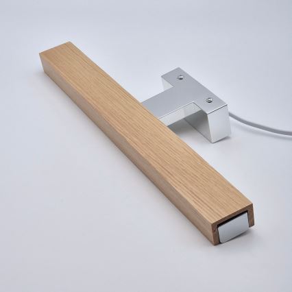 Brilagi - LED Koupelnové osvětlení zrcadla WOODY MIRROR LED/8W/230V 40 cm IP44 dub/lesklý chrom