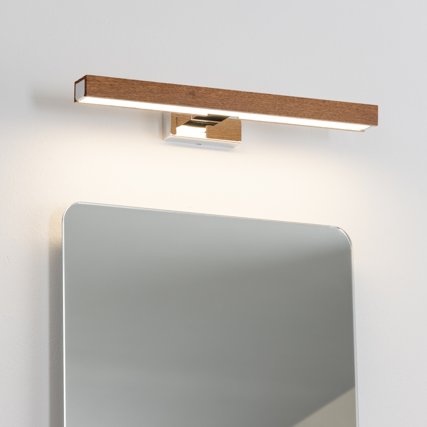 Brilagi - LED Koupelnové osvětlení zrcadla WOODY MIRROR LED/8W/230V 40 cm IP44 dub třešeň/lesklý chrom