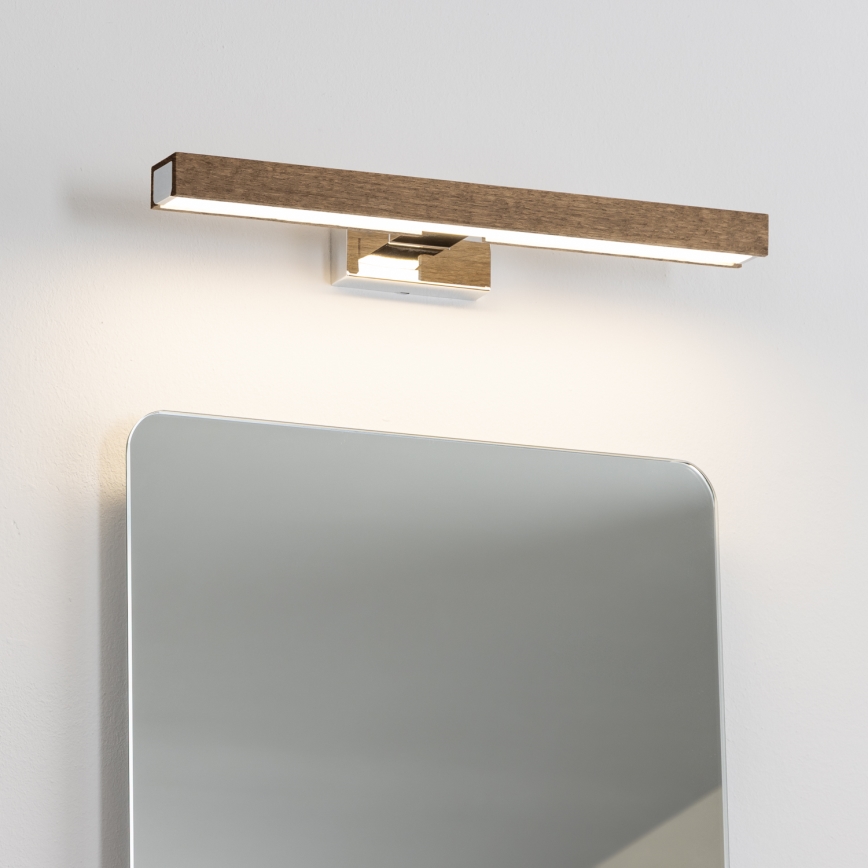 Brilagi - LED Koupelnové osvětlení zrcadla WOODY MIRROR LED/8W/230V 40 cm IP44 dub ořech/lesklý chrom
