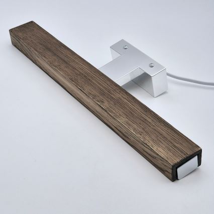 Brilagi - LED Koupelnové osvětlení zrcadla WOODY MIRROR LED/8W/230V 40 cm IP44 dub ořech/lesklý chrom